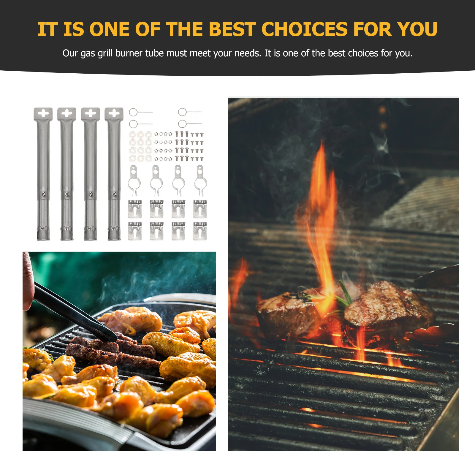 

1Set Stainless Steel Grill Burner Tube Universal Channel Durable Bbq Tool Gas Grill Burner Tube Bbq Supplies