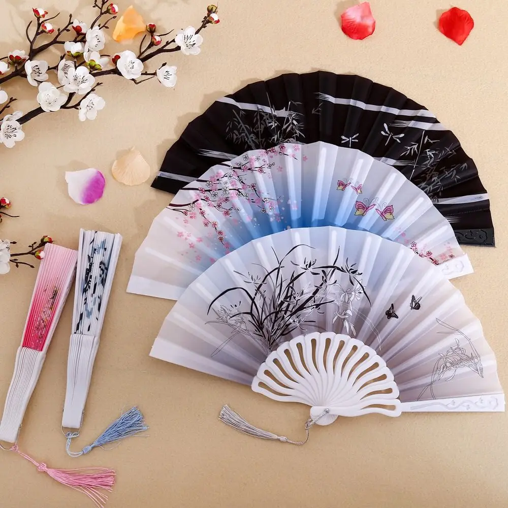 

7 inches Folding Antique Folding Fan With Tassels Lightweigh Dance Fan Exquisite Chinese Style Fan Gift