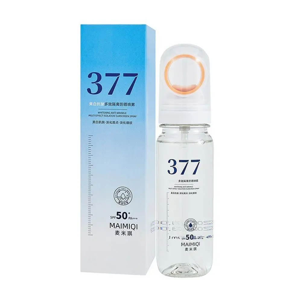 377 Protector solar blanqueador Spray SPF50 + protección UVA UVB ligero no graso piel sensible seguro viaje portátil