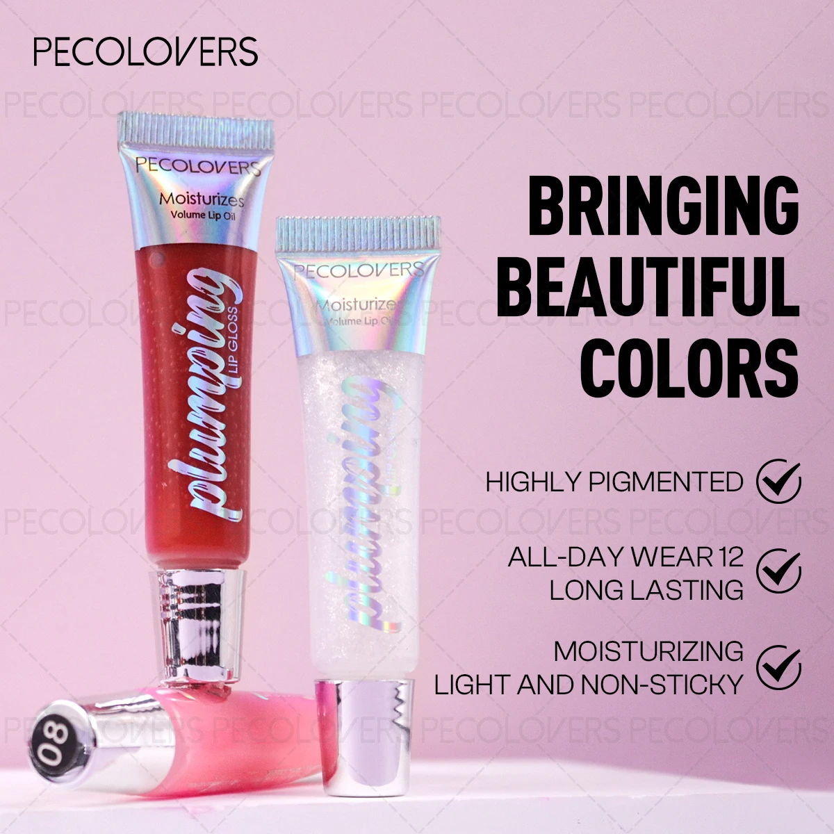Pecolover グリッター リキッド リップスティック 1 個 - 長持ちするパール光沢リップグロス、すべての肌タイプに適したきらめくクリームリップグレーズ