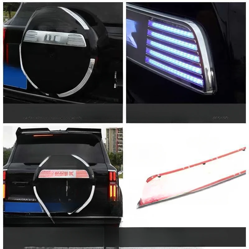 Para tanque 500 decoração de capa de pneu sobressalente - logotipo TANKhi4 LED luz fluida e kit de letras de porta traseira