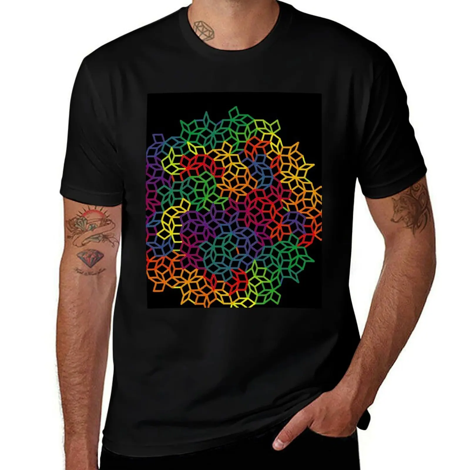 Penrose tiling fractal T-Shirt boys whites summer tops black t shirts for men