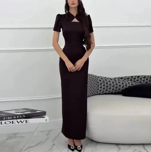 

Women's Dress 2026 Slimming New Fashion New Chinese Style Elegant and Intellectual Hollow Neckline Cinched A-Line Dress
