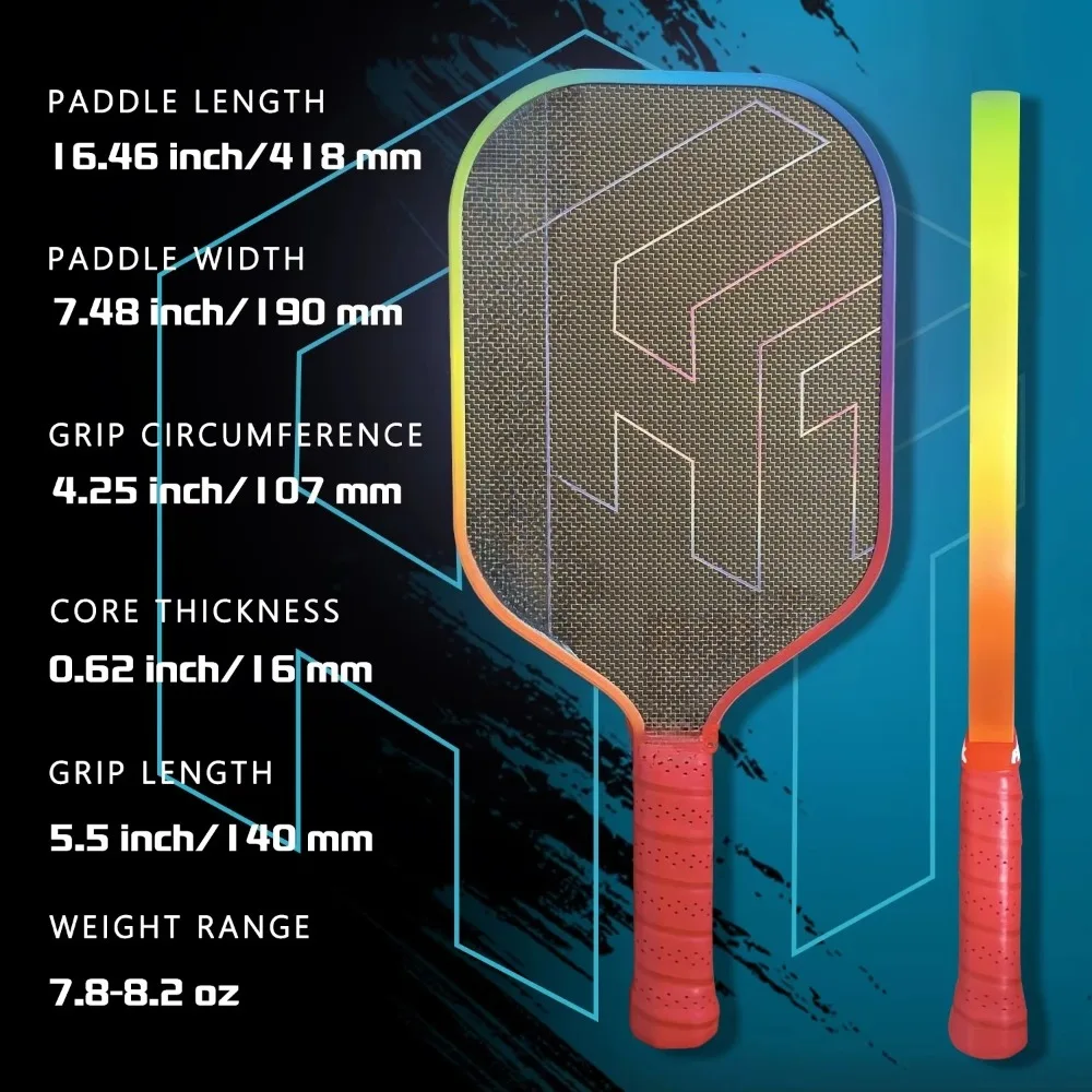 USAPA HTPICK T700 PP 16mm Carbon Fiber-Gold Titanium Pickleball Paddle 3D Stereoscopic Pattern Surface Textured Grip for Power