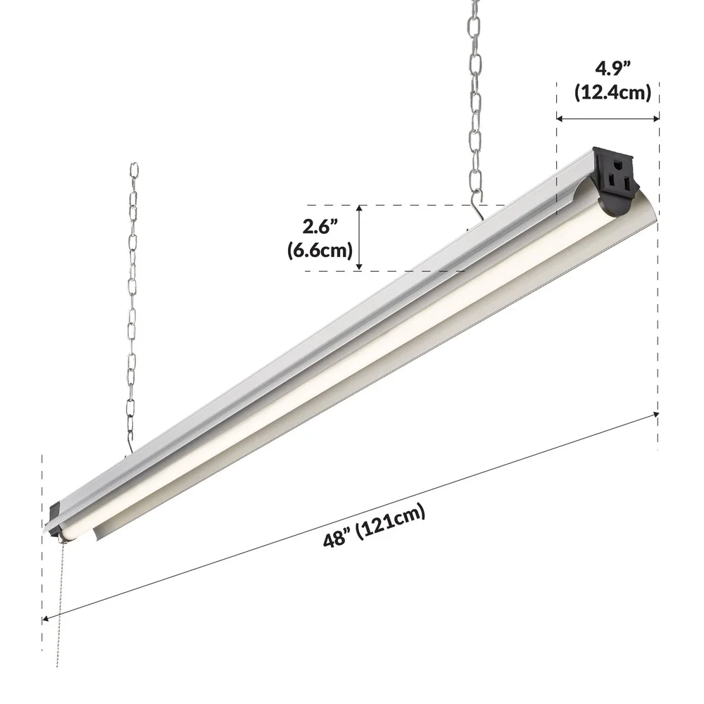 Lampa warsztatowa LED o mocy 250 W, odpowiednik 4 stóp, 5000 lumenów, możliwość łączenia, zintegrowana, 4000 K, ściemnialna, oświetlenie garażu, warsztatu.