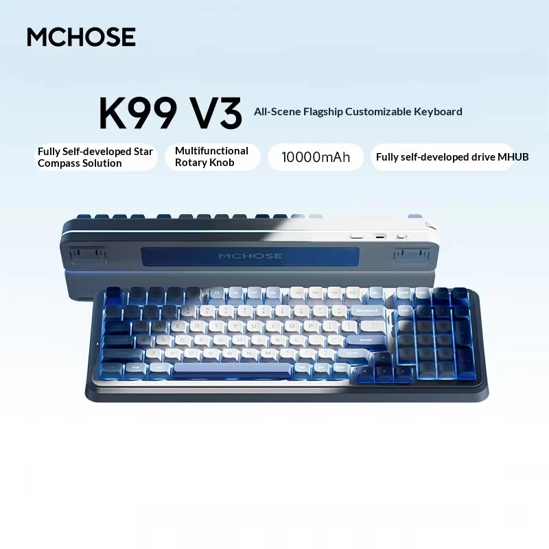 

MCHOSE K99 V3 Mechanical Keyboard Tri-Mode Wireless ARGB Control Knob 10000mAh Dual 8K 0.125ms Hot-Swappable Custom Game Keyboa