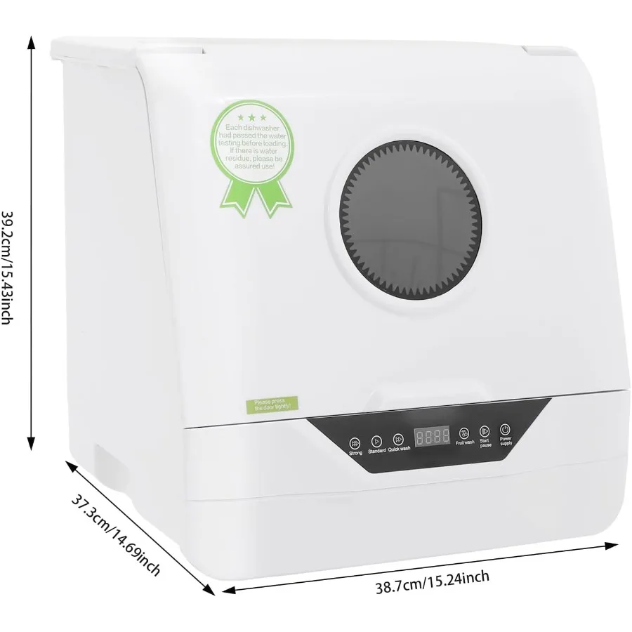 Portable Countertop Dishwasher with 1.5-meter Inlet/Outlet Hoses 4 Wash Programs 360 All-Round Washing Mini Compact Design for
