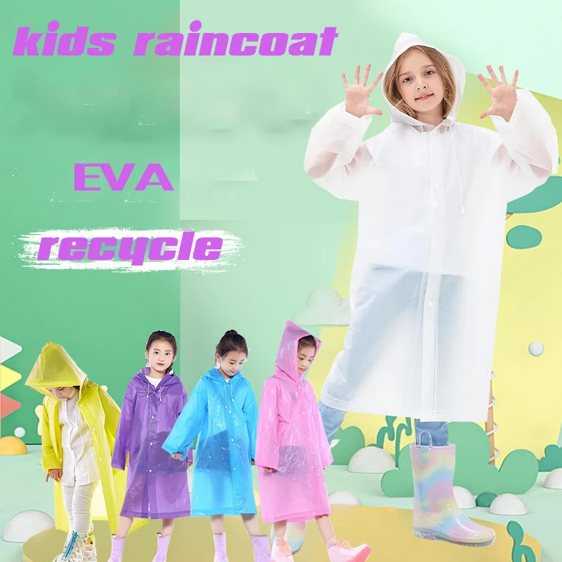 EVA Children Raincoat Thickened Waterproof Rain Coat Kids Clear Transparent Tour Waterproof Rainwear Student travel Rain Poncho