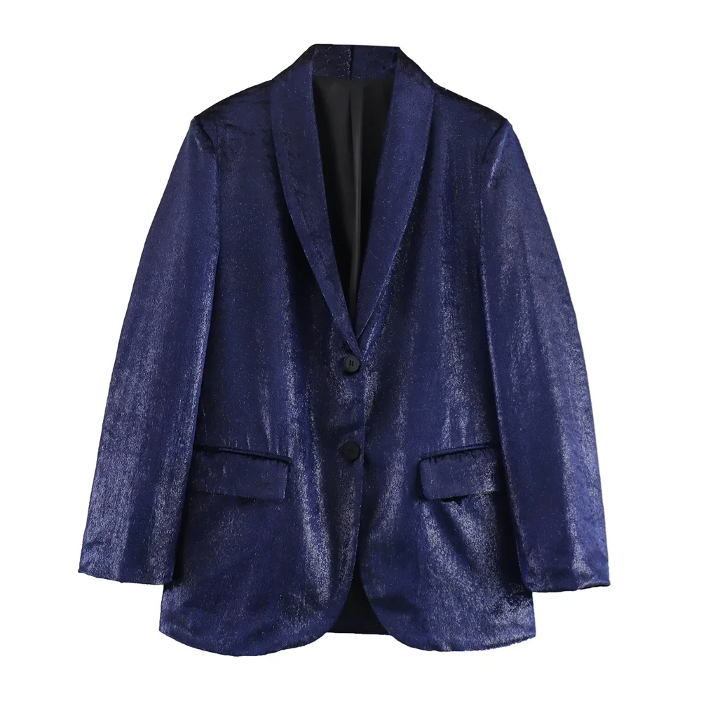 PB&ZA 2024 Spring New Women\'s Fashion and Elegance Commuting Versatile Velvet V-neck Suit Coat
