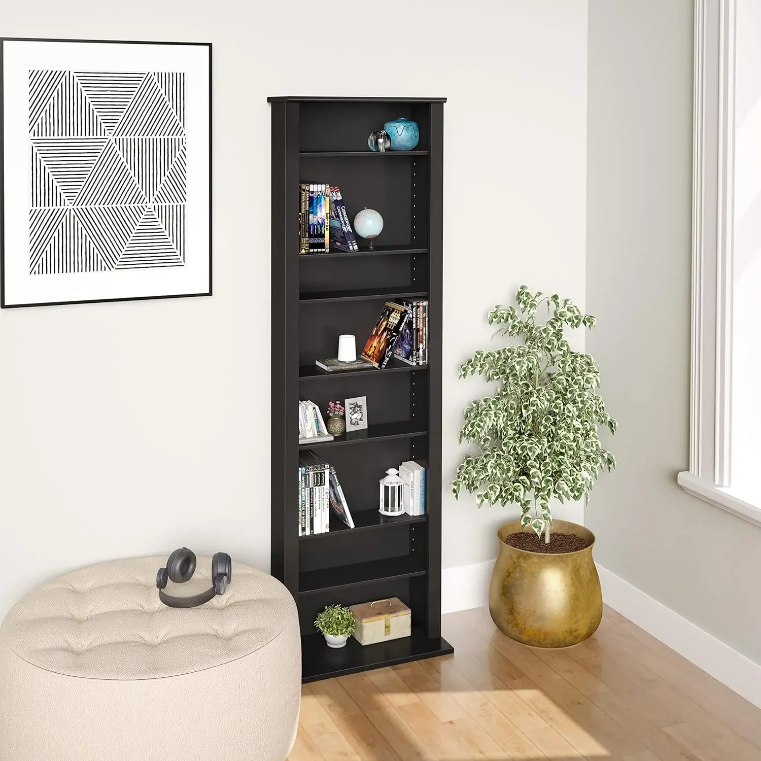 Black Slim Barrister Media (DVD,CD,Games) Storage Rack