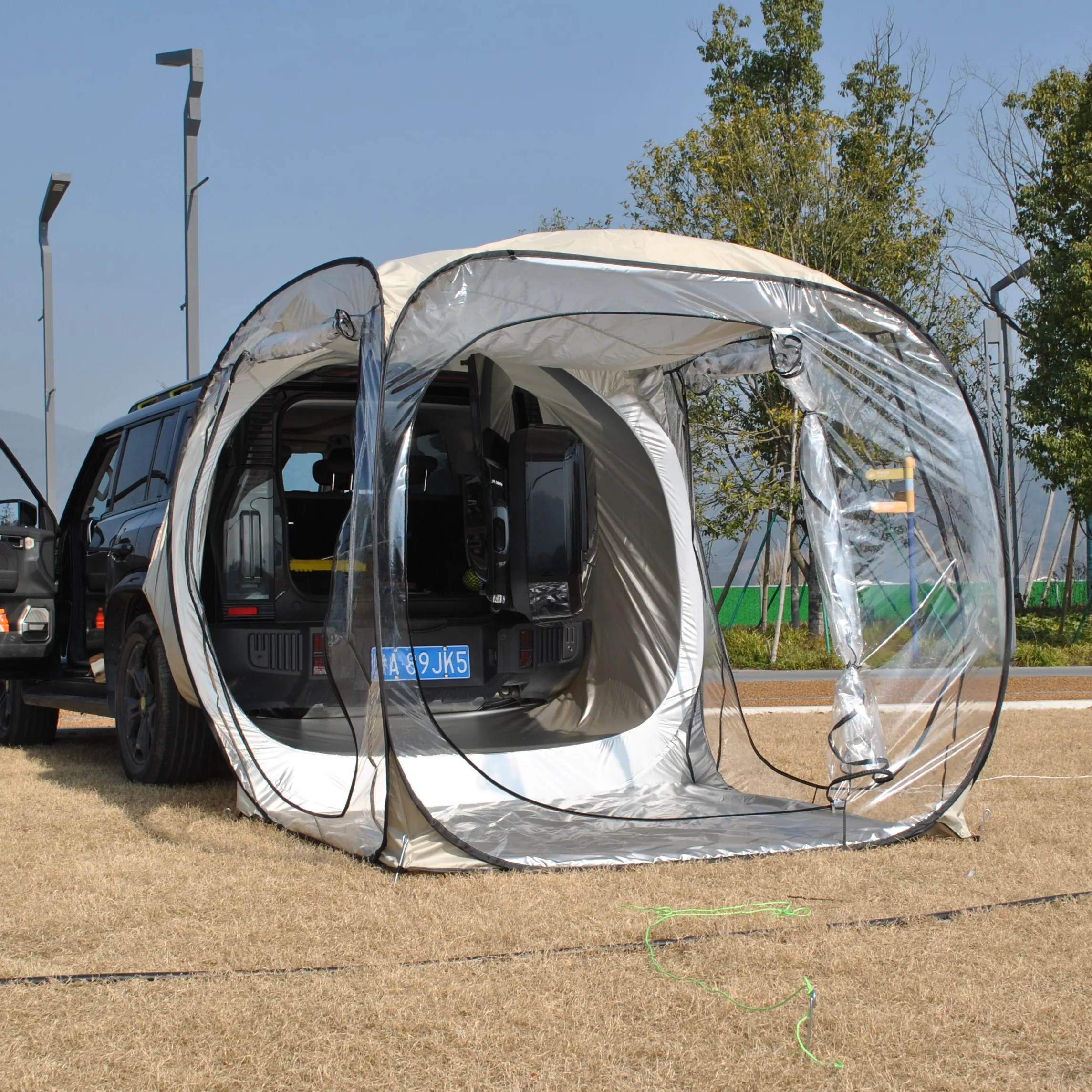 4-Person PVC Transparent Camping Sunroom Automatic Rear Tent Electric Car Sun Drying Bounce Open Campsite Outdoor Living Space