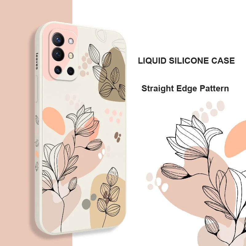 Abstract Plants Phone Case For Oneplus 12 12R 11 11R 10 10R 9R 9RT 9 8T 8 7 7T Pro 5G Liquid Silicone Cover