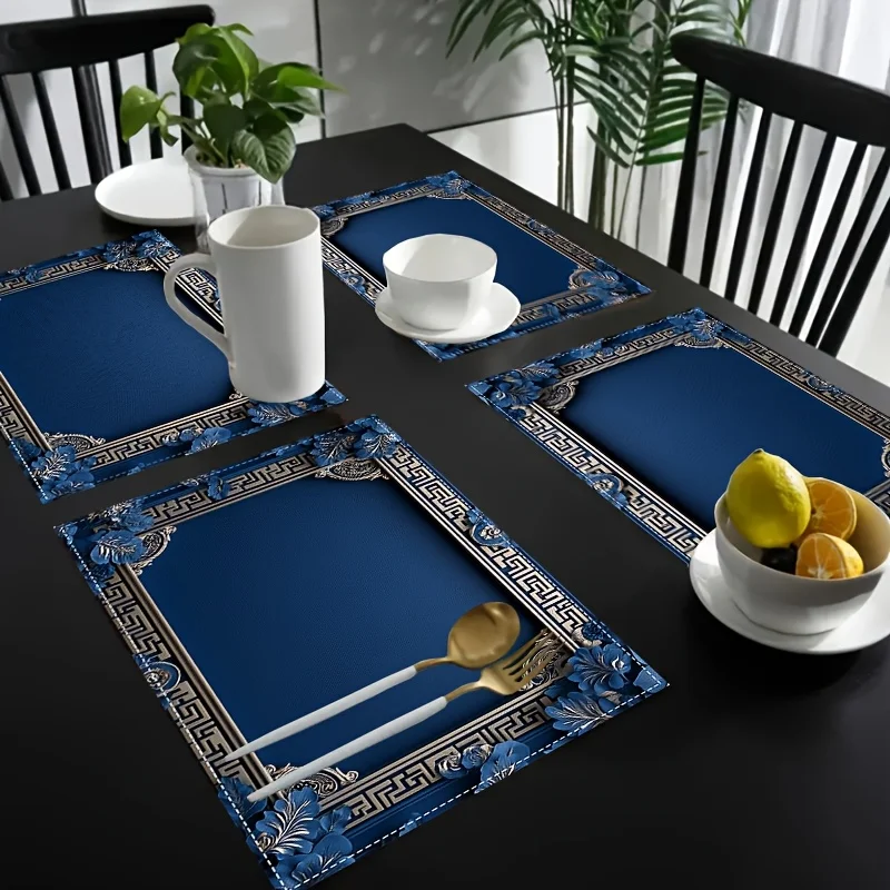 VIKAMA Geometric Aesthetic Placemats Red, White And Gray Waterproof Modern Restaurant Cafe Kitchen Dining Room Decoration