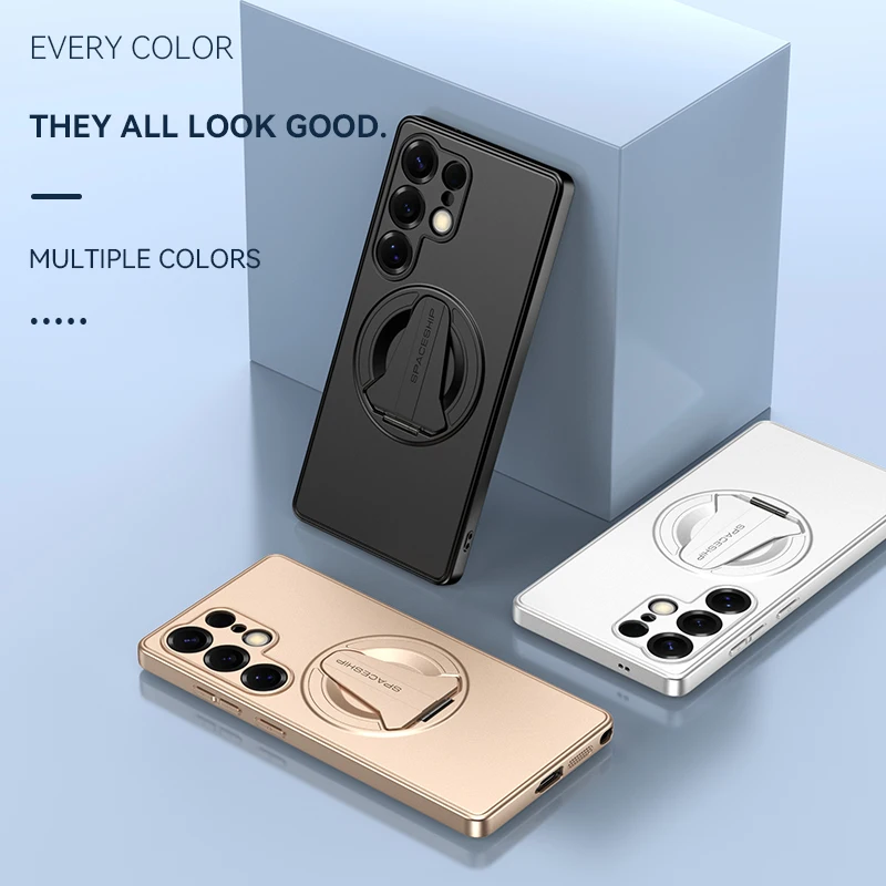 

For Samsung Galaxy S25 Plus S25 Ultra Edge mobile phone camera full protection frosted feel with stand magnetic phone case