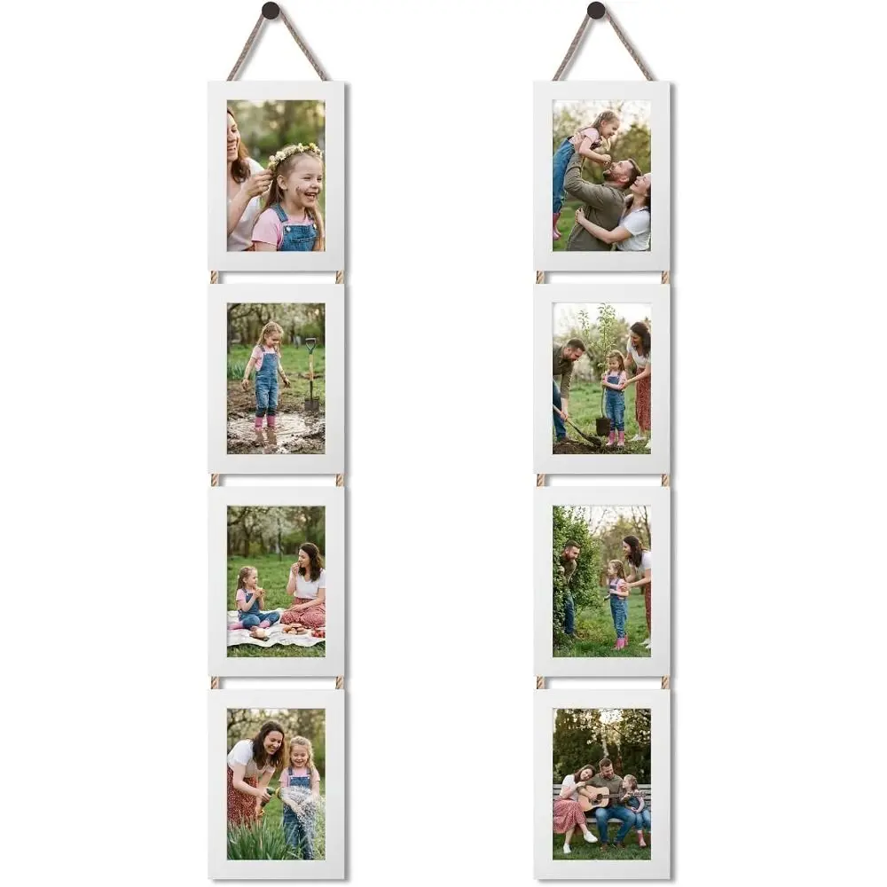 6-Inch Hanging Picture Frame Rustic Style Linked Photo Holder Family Portrait Frame Multi Panel Retro Vertical Photo Wall Office