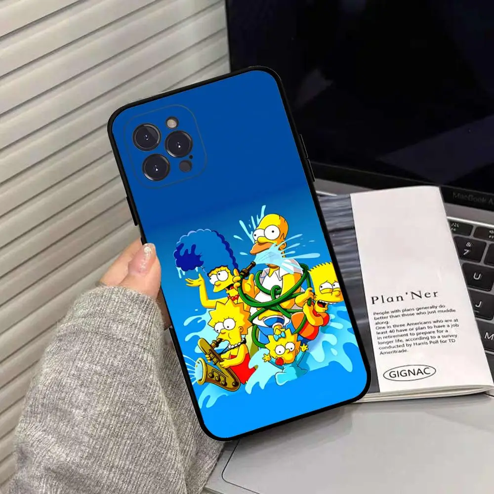 Capa de silicone macia para iPhone, Capa dos desenhos animados, S-Simpson, iPhone 15, 14, 13, 12, 11 Pro Mini, XS MAX, 8, 7, 6 Plus, X, XS, XR