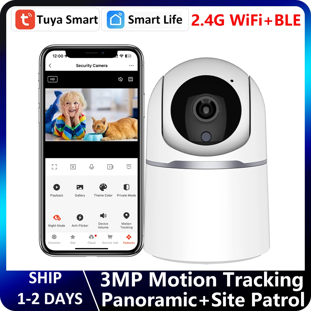 

REHENT 1080P 3MP Tuya Smart Mini WiFi Indoor Wireless Auto Tracking Security Home ONVIF CCTV Surveillance IP Camera with Siren