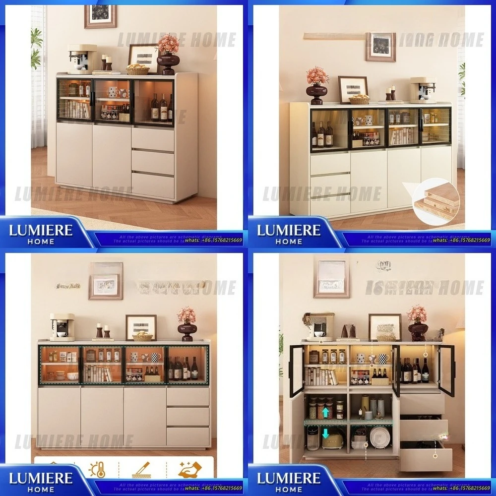 

Буфет из цельного дерева для гостиной, настенный чайный шкаф, современный простой домашний напольный шкаф для хранения, кухонный шведский шкаф