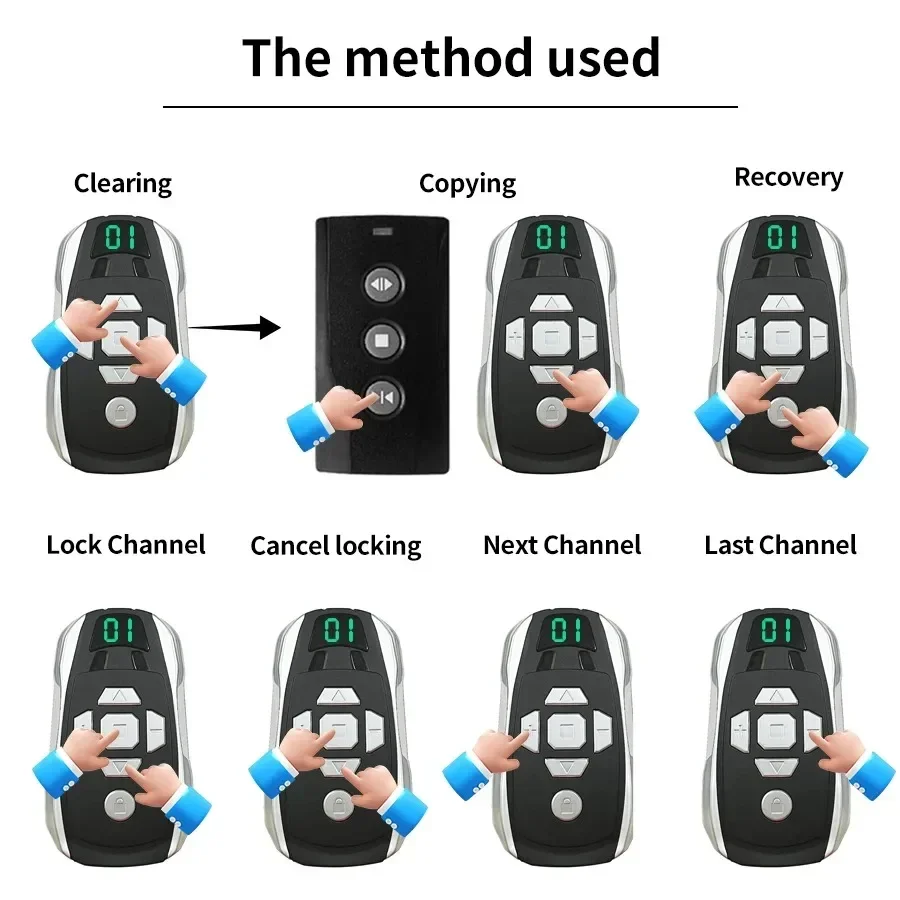 KEBIDUMEI 20 Channel Rechargeable Remote Duplicator Multi-Frequency 300-915MHz Universal Garage Door Gate Key Clone Copier