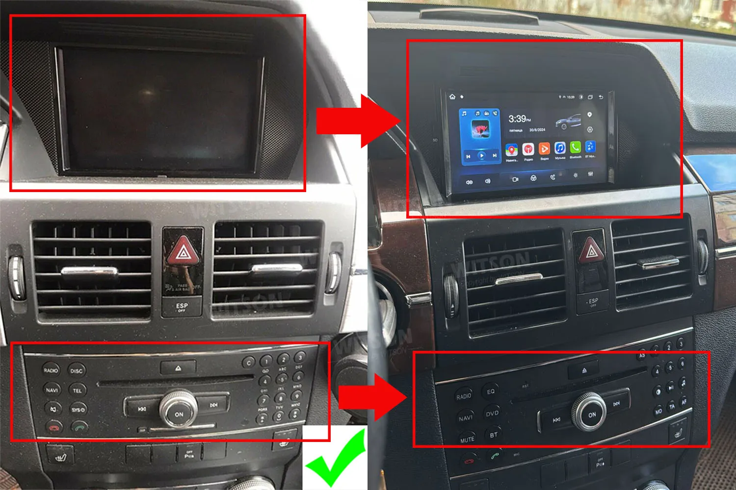 OEM DVD CarPlay Android 14 Radio Car Navigation GPS Player fit LHD NTG 4.0 For MERCEDES-BENZ GLK-Class X204 2008-2012 GLK Class