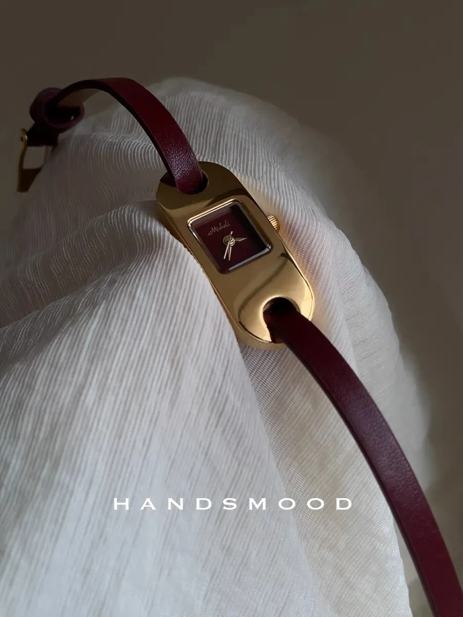 2025 Новые женские часы с длинным ремешком Ankora, красные двухслойные нишевые роскошные модные кожаные часы