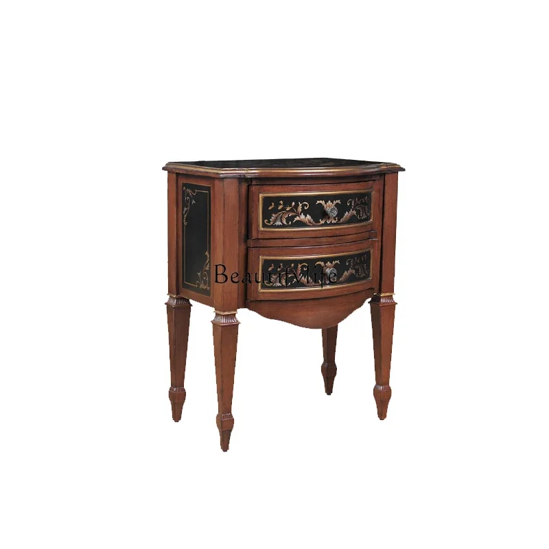 

ls 42Retro painted wood color dark brown double bucket corner coffee table bedside table tea table