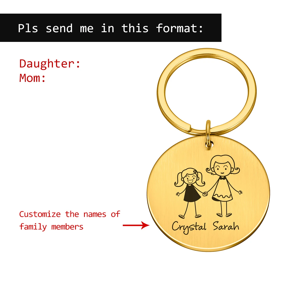 Personalized Family Keychain Engraved Family Gifts for Parents Children Present Keyring Bag Charm Families Member Gift Key Chain