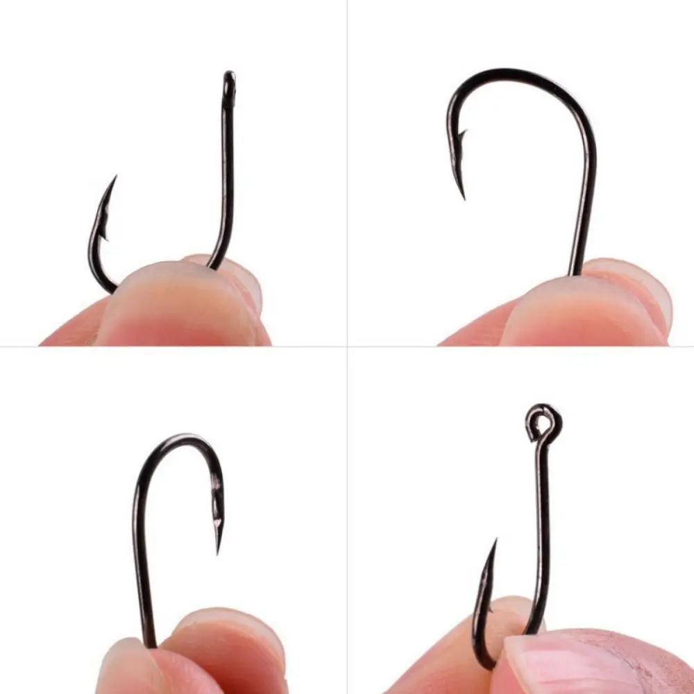 1000Pcs Carbon Steel Fishing Hooks Set Durable Size 3-12 Fishing Fixed Hooks Single Hook Rustproof Barbed Fishing Hooks
