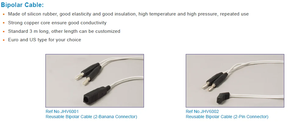China produce European standard  Reusable electrosurgical bipolar cable for forceps Diathermy Bipolar Forceps