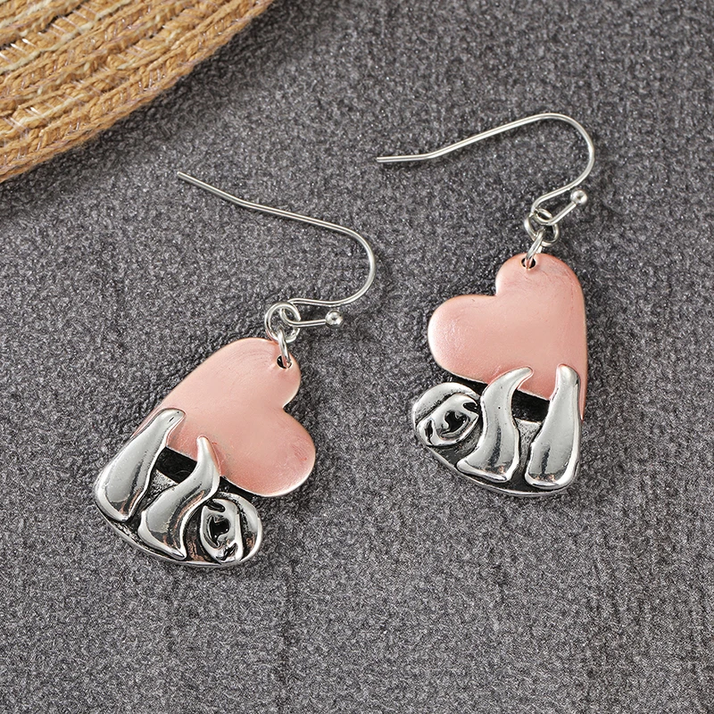 Lovely Sloth Heart Handmade Delicate Pendant Earrings Women's Fashion Chic Design Festival Vacation Koala Animals Jewelry Crafts view 6