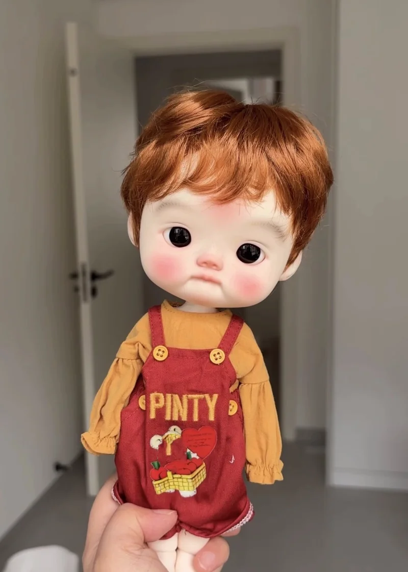 BJD doll suitable for big head bit Qbaby blythe size wig imitation mohair short hair boy doll accessories