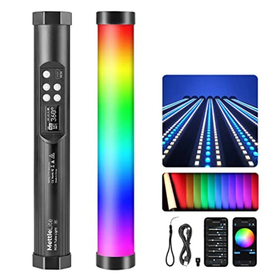 

TLX1 RGB Tube Light LED Full Color Portable Video Light with APP Control 2800K-8000K CRI96 TLCI97 360° RGB CCT HSI Mode 10 Cust