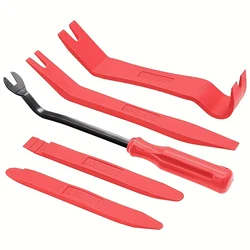 5PCS Nylon Auto Trim Removal Tool Kit No-Scratch Pry Tool Kit For Car Door Clip Panel & Audio Dashboard Dismantle Red