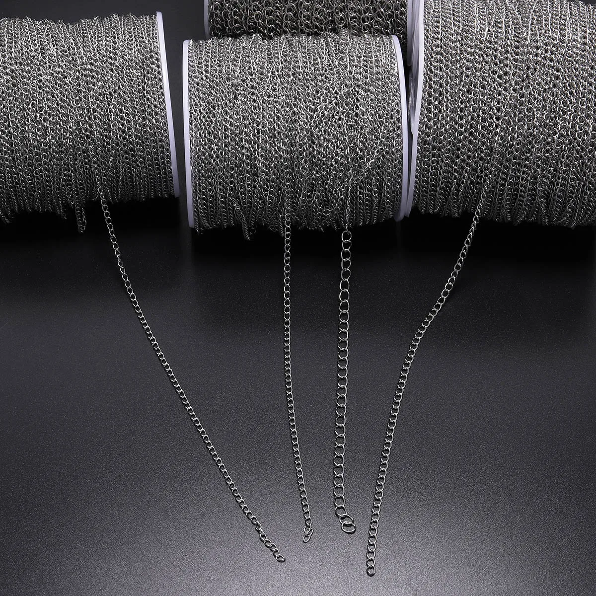 2/5 Meter Edelstahl-Verlängerungskette 2/3/4mm Gold-Halsketten für Armbänder DIY-Kettenzubehör Schmuckherstellung Handwerk – Detail 6