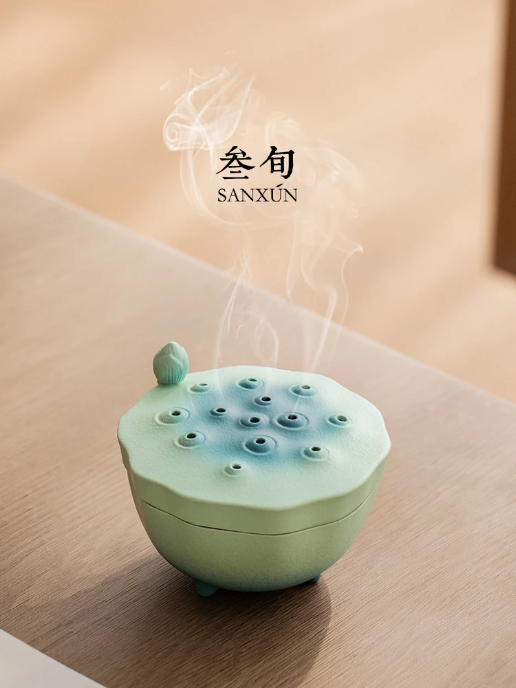 

Splendid lotus ceramic incense burner household indoor sandalwood plate incense tea ceremony knick-knacks