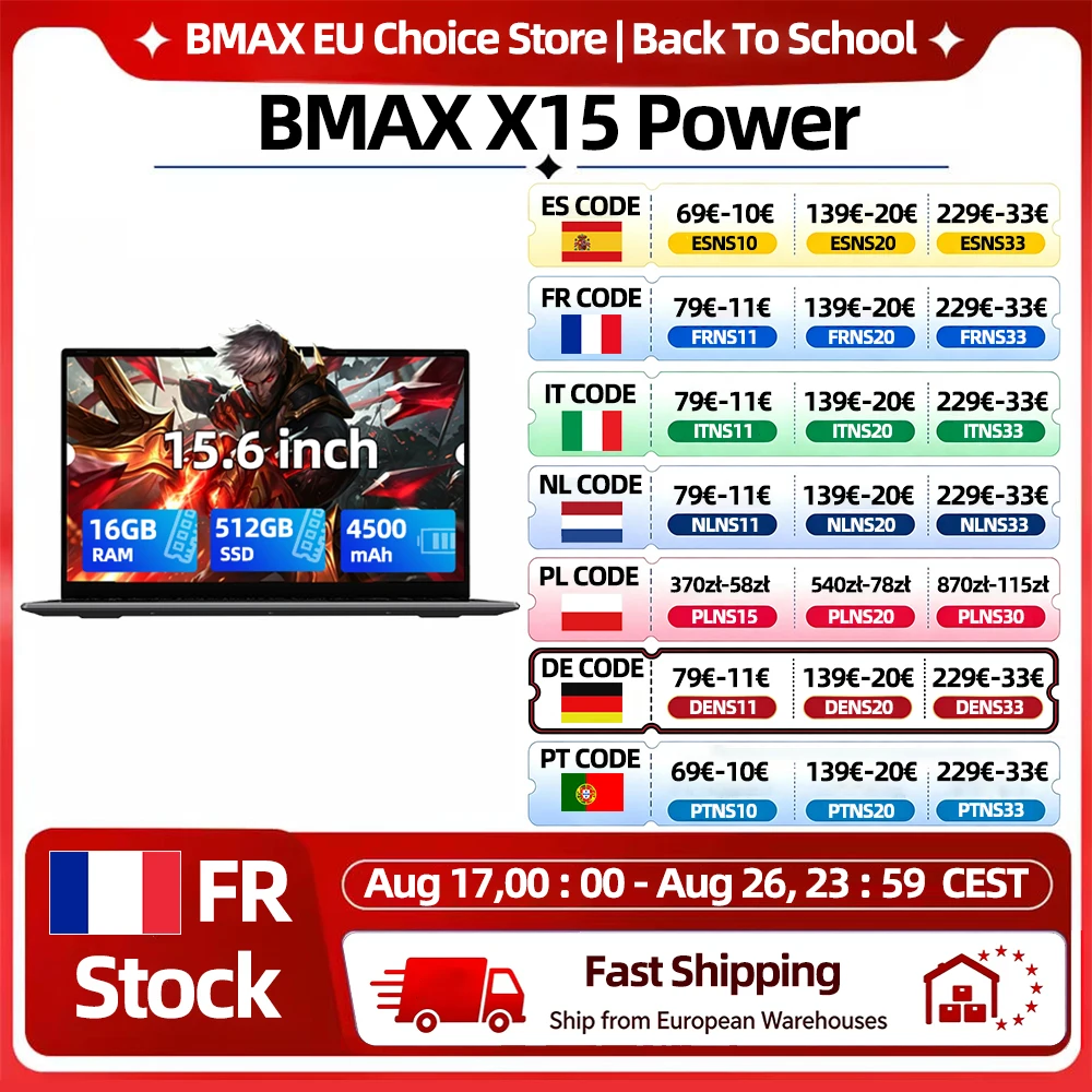 BMAX X15 Power Laptop-Computer 15,6'' IPS 16GB RAM 512GB SSD Intel Core i3-8109U CPU Windows 11 4500mAh Akku Notebook HDMI WLAN USB PC Laptop Ziffernblock-Tastatur