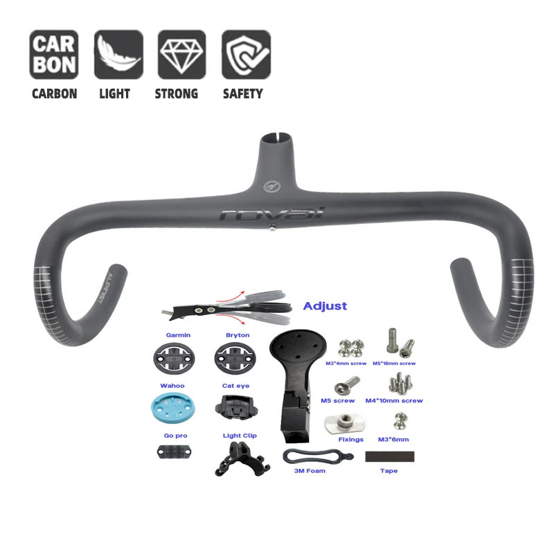 Rova Alpinist SL 카본 로드 바이크 통합 핸들바, 스템 28.6mm, 380mm, 400mm, 420mm, 440mm