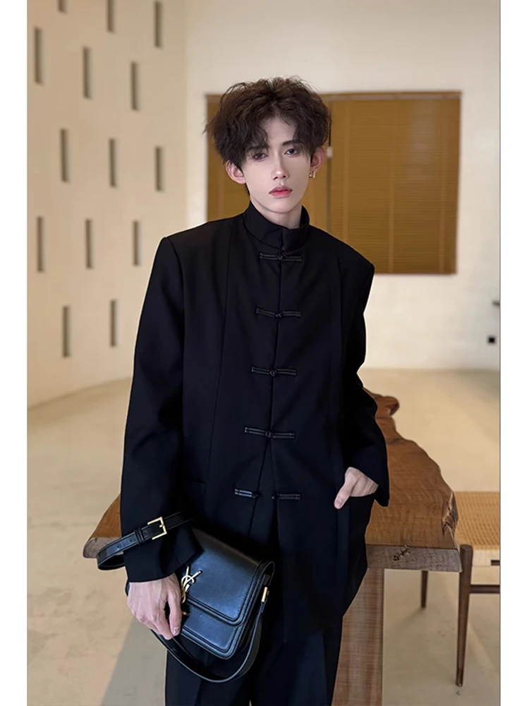 New Chinese Style Zhongshan Suit Casual Stand Collar Men's Jacket Buttoned Tang Costume Handsome High-End Feeling Western Wear