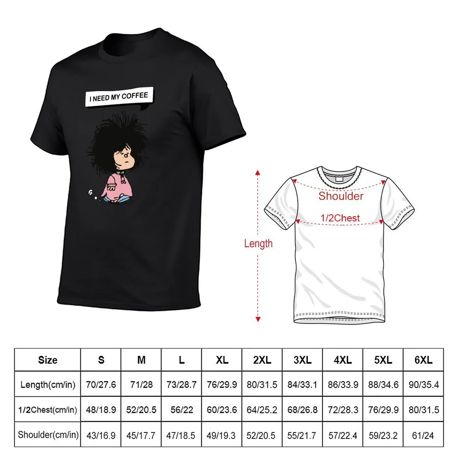 disheveled MAFALDA that needs coffee T-Shirt oversized graphic tee baggy shirts tshirts for men