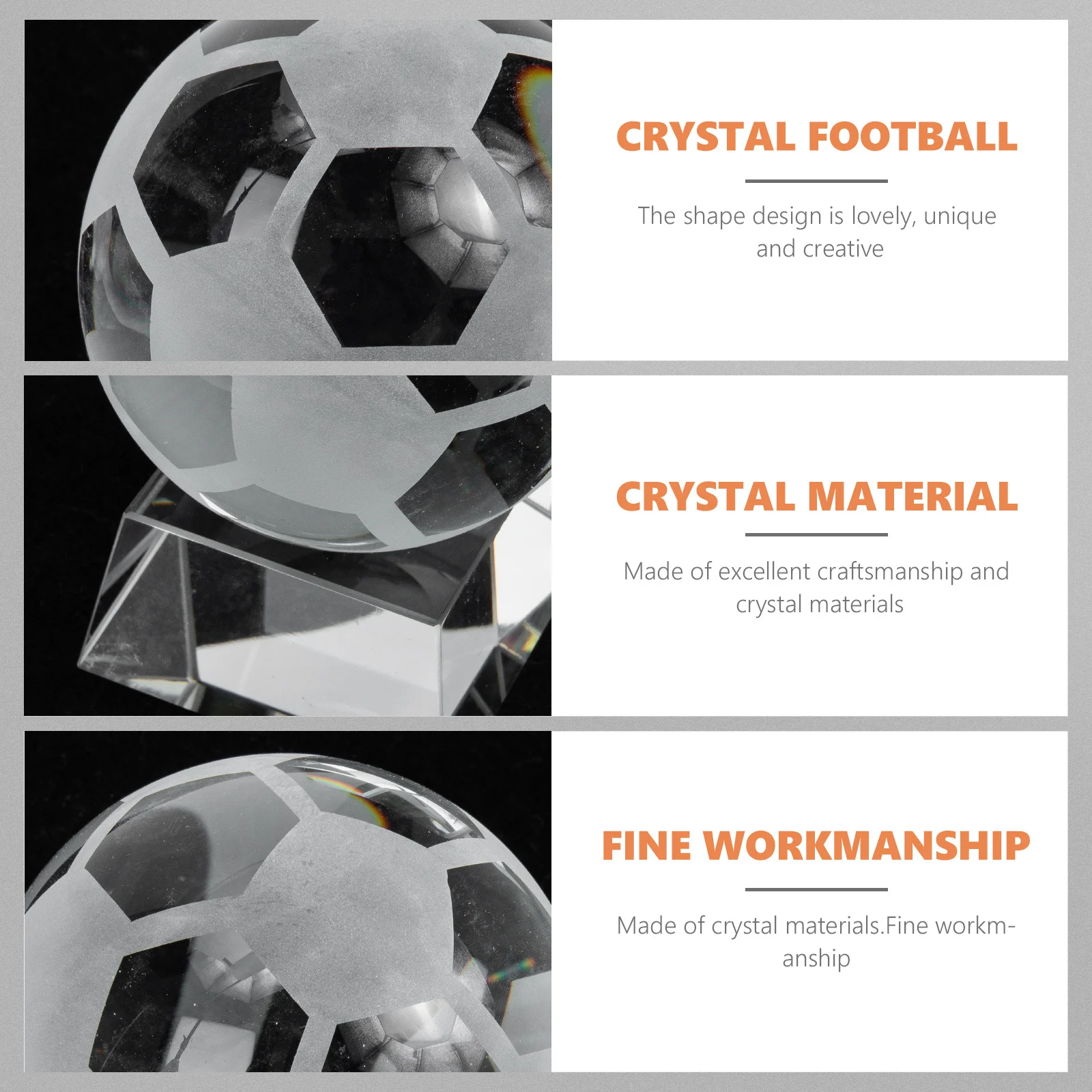 

Хрустальный футбольный орнамент Прозрачный хрустальный футбольный мяч с подставкой Прекрасный креативный дизайн Идеально подходит для тематических вечеринок Футбольное событие