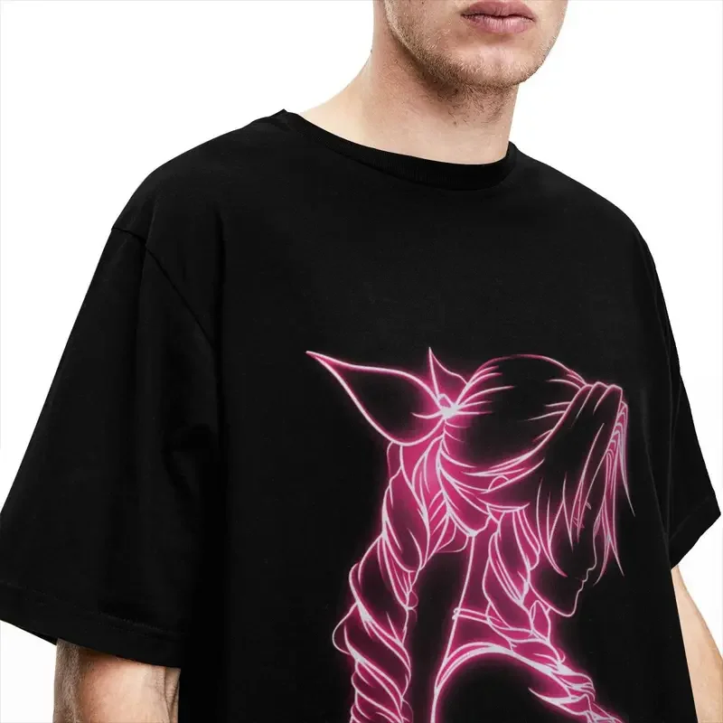 Men Neon Aerith T Shirts Final Fantasy 7 Cotton Tees Beach Vintage Short-Sleeved T Shirt O-Neck Hip Hop Pattern Tees Plus Size