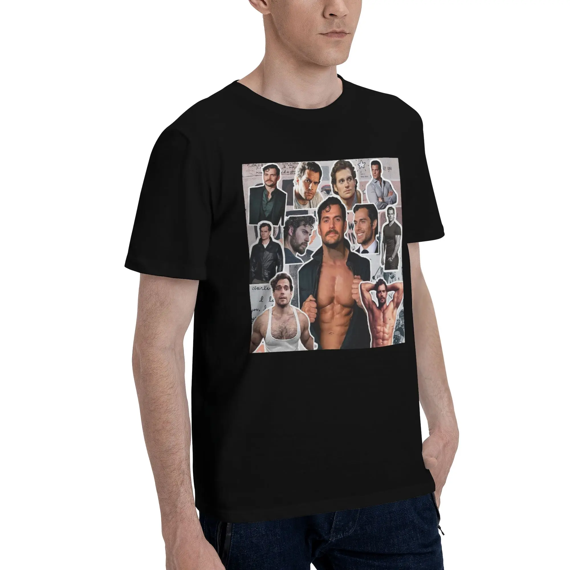 

Henry Cavill Photo Collage Men T-Shirt Plus Size T Shirts Men's Round Neck Cotton Tees Short Summer Male
