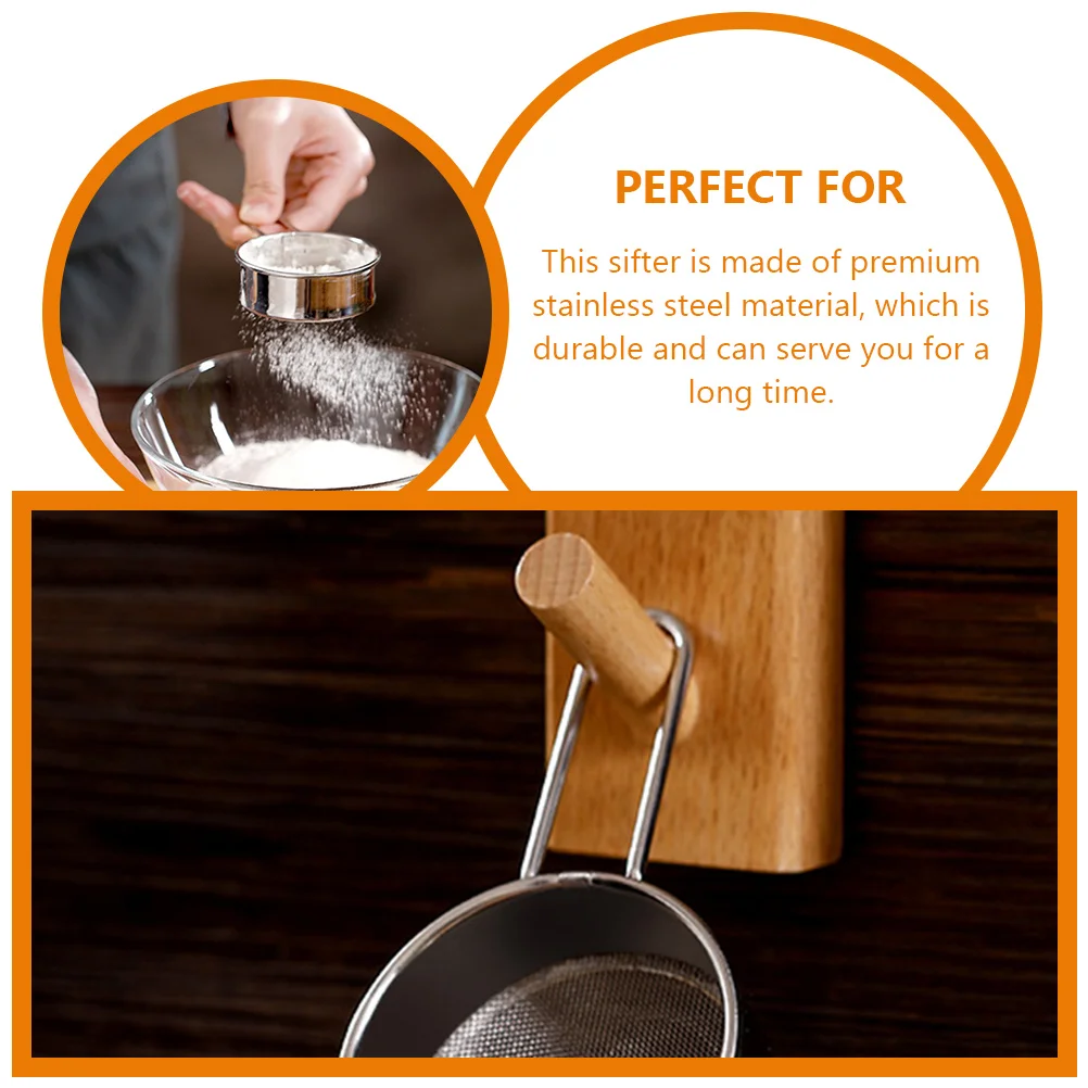 

Stainless Steel Sugar Powder Sifter Fine Mesh Strainer Baking Flour Sieve Kitchen Tool Small Sieve flour shaker powered sugar