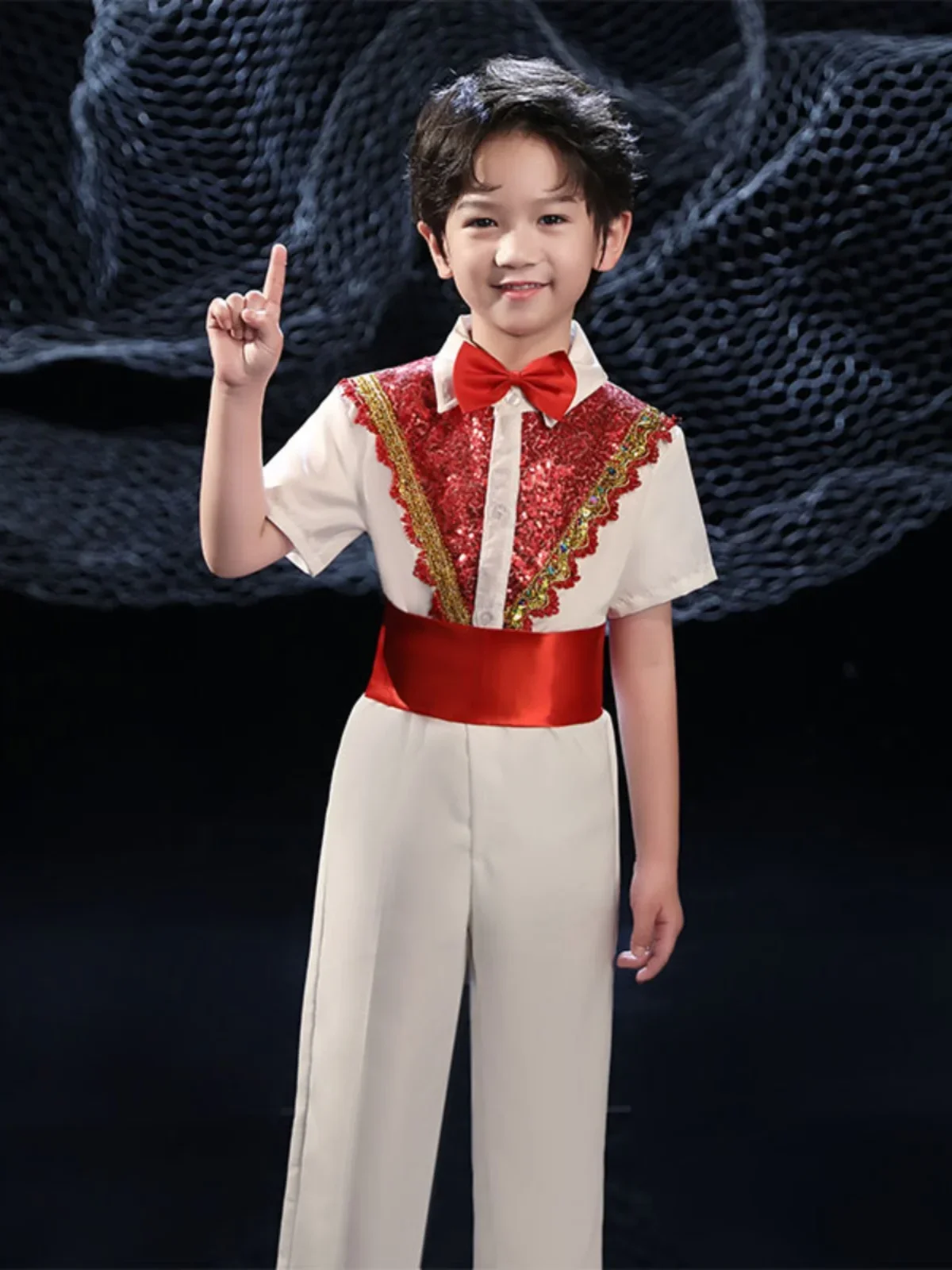 Puffy saree princesa vestido de lantejoulas infantil, performance de palco fantasia, roupas de palco, anfitrião, jardim de infância, estudantes