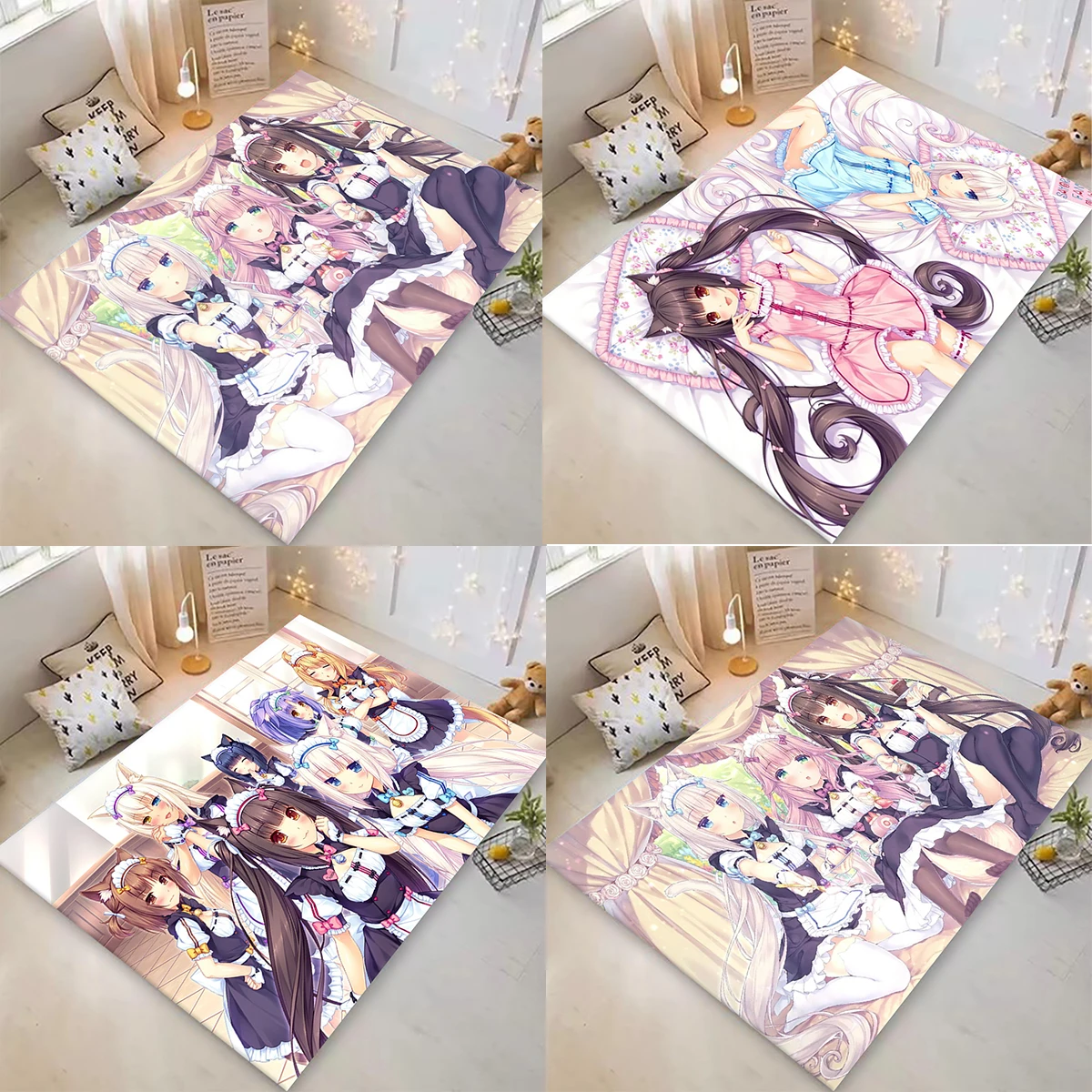 Anime Nekoparas Printed Carpet Non-slip Multi Function carpet Living Room Rug Entrance Floor mat Home Kitchen Hallway Decor