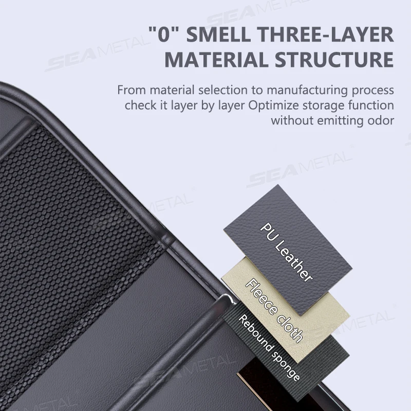 SEAMETAL Multi-Pocket Car Organizer with Foldable Tray All in One Car Seat Back Storage Bag Tissue Holder Anti-Kick Pad for Kids