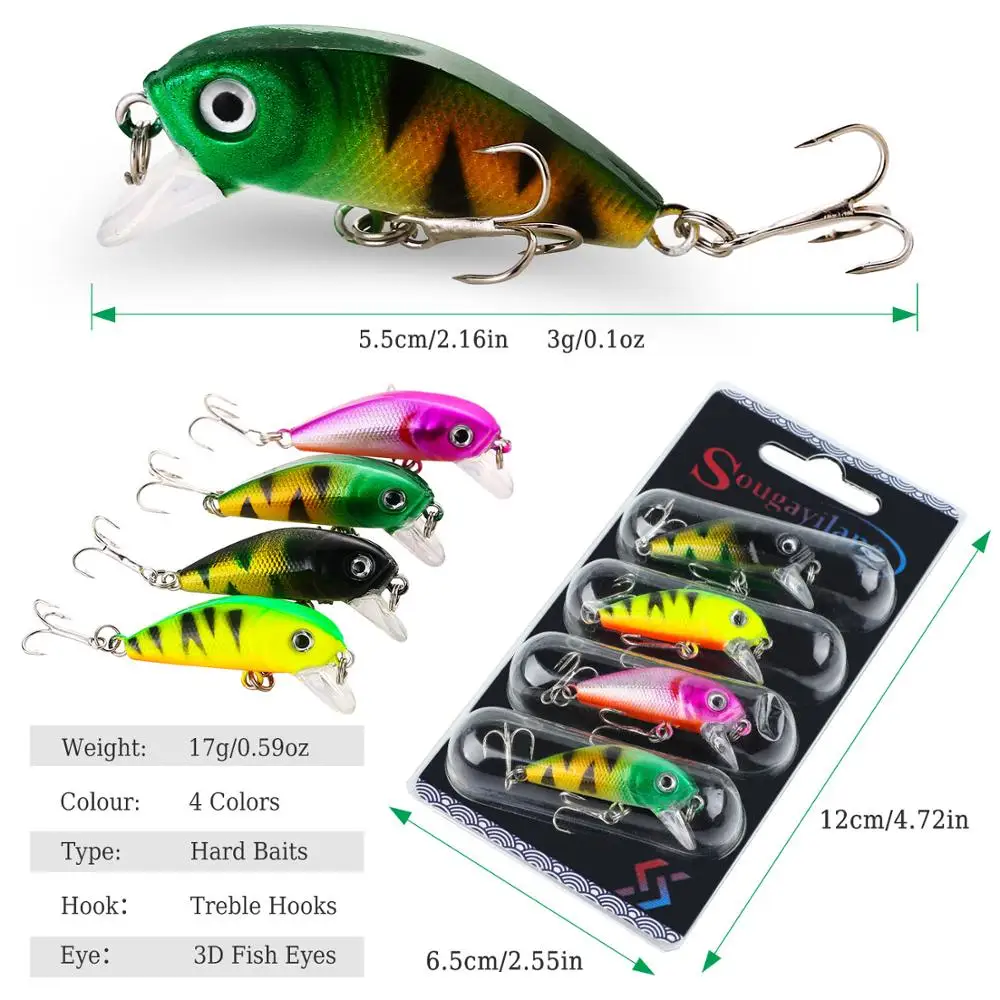 Sougayilang Fishing Bait Set 4PCS Wobbler Anti-corrosion Hook Bass Fishing Lure for Sea Carp Fishing Tackles De Pesca 썸네일 5
