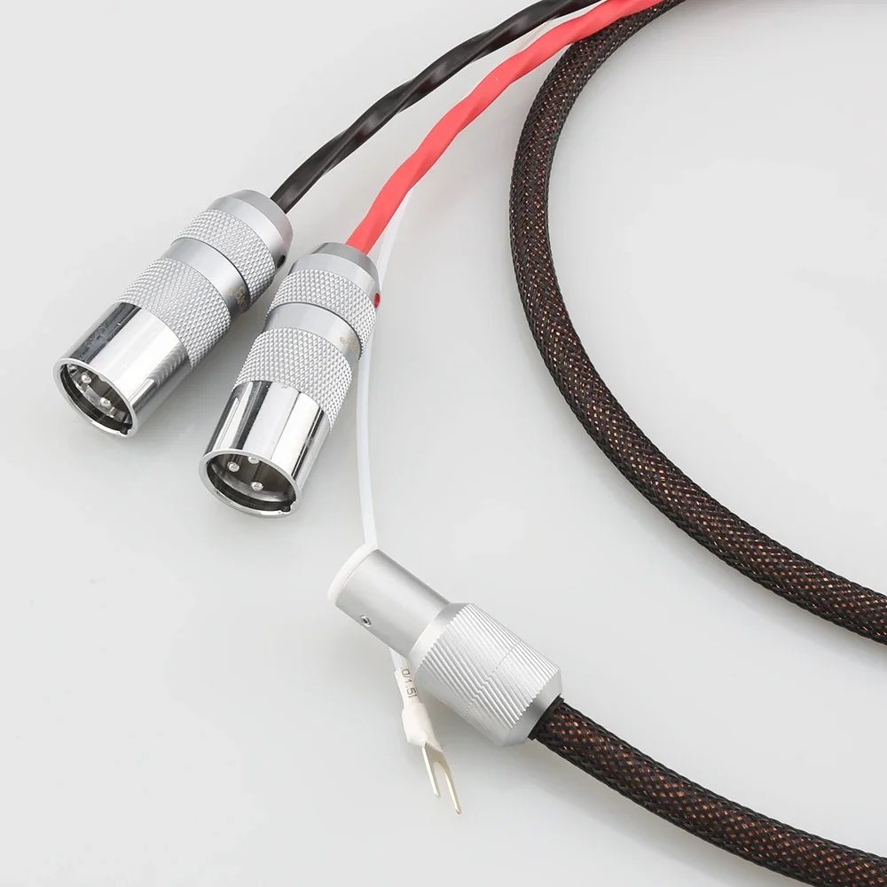 HiFi 100 % reines Silber Tonearm-Phono-Kabel 5Pin DIN auf 2 Viborg reines Kupfer XLR-Stecker MC Vintage hochwertiges Audiokabel