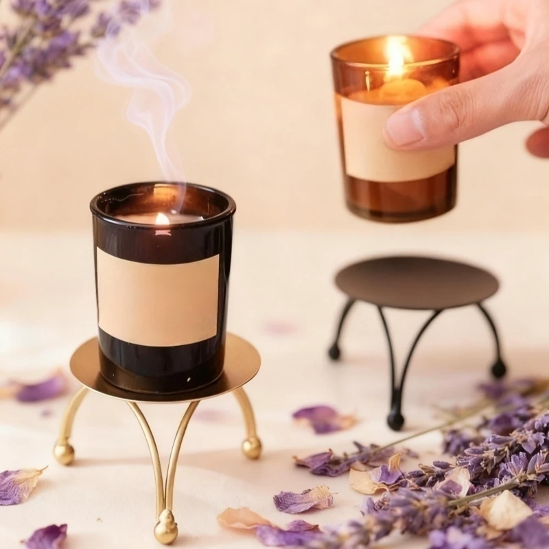 

1pc Black Gold Candle Holders for Pillar Candle Plates Candles 7x4.3cm for Wax Candles Home Decor