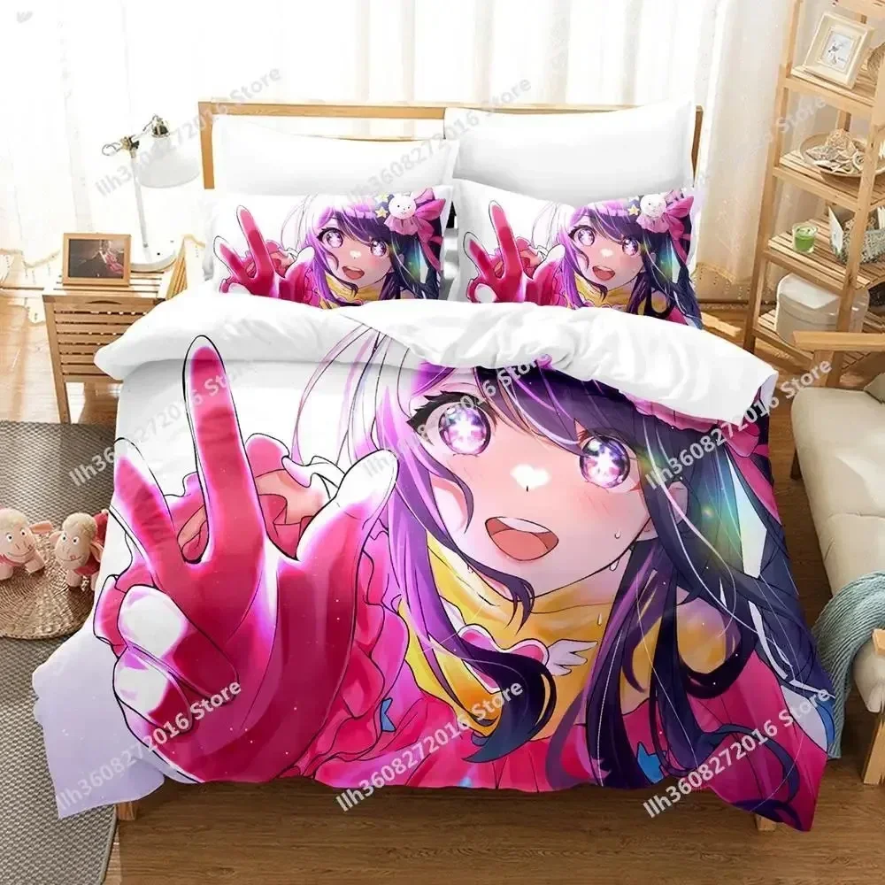 

3D Printing Kawaii Girls Oshi no ko Bedding Set Cartoon Anime three-piece set Adult Kid Bedroom Duvet cover Sets Home Textiles